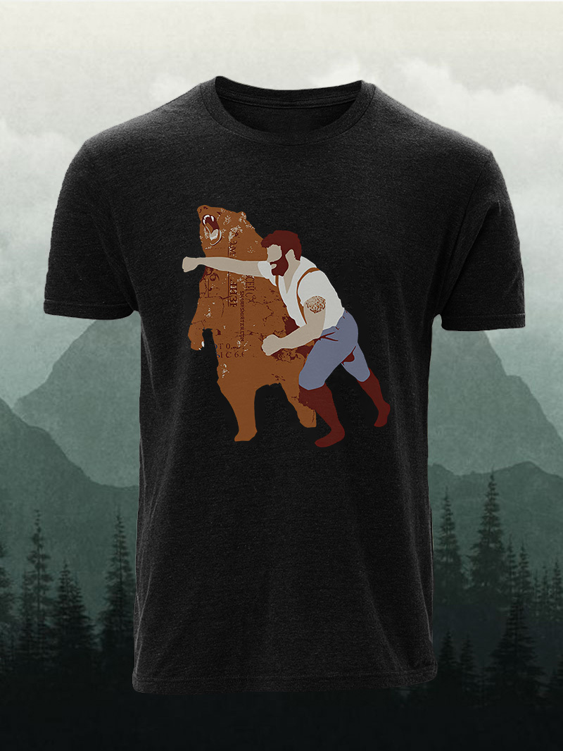 Black Bear Punch Graphic Printed Men's T-shirt