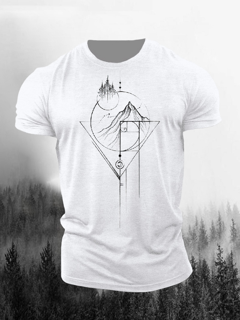 Geometric Mountain Printed Men's T-shirt