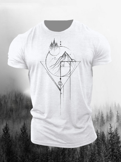 Geometric Mountain Printed Men's T-shirt