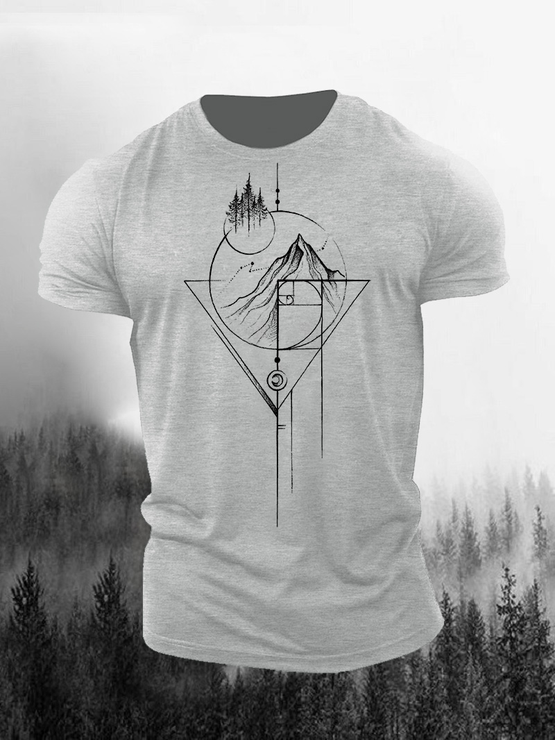 Geometric Mountain Printed Men's T-shirt