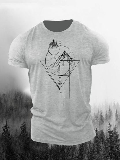 Geometric Mountain Printed Men's T-shirt
