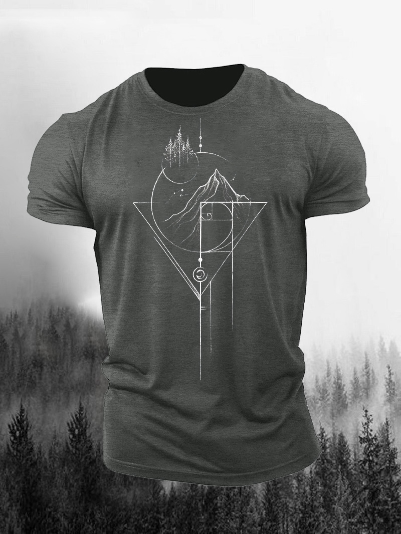Geometric Mountain Printed Men's T-shirt