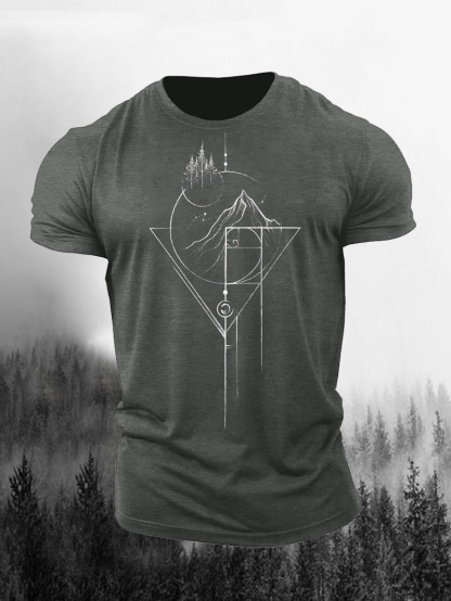 Geometric Mountain Printed Men's T-shirt
