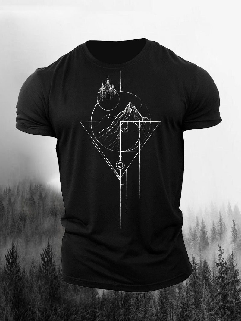 Geometric Mountain Printed Men's T-shirt