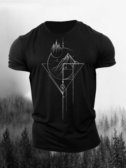 Geometric Mountain Printed Men's T-shirt