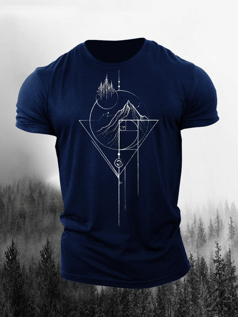 Geometric Mountain Printed Men's T-shirt