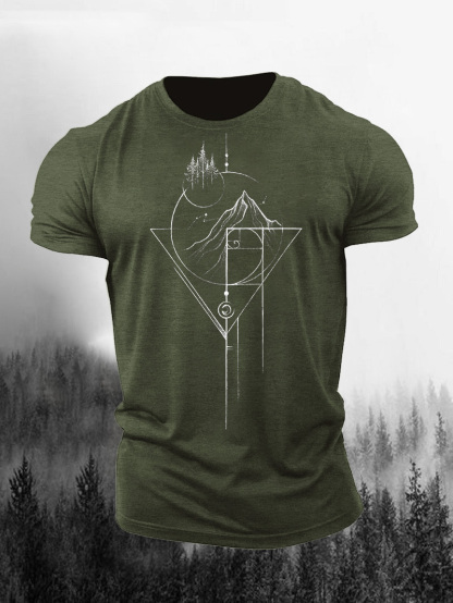 Geometric Mountain Printed Men's T-shirt