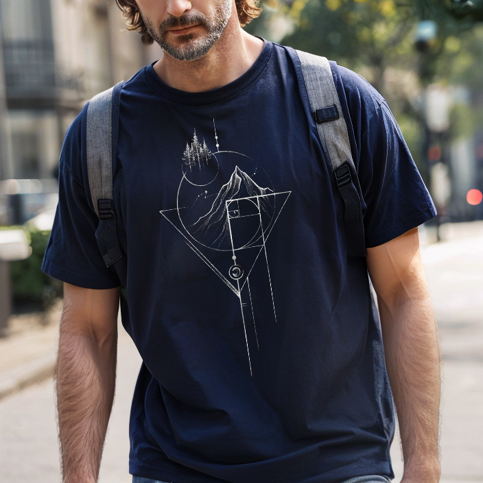 Geometric Mountain Printed Men's T-shirt