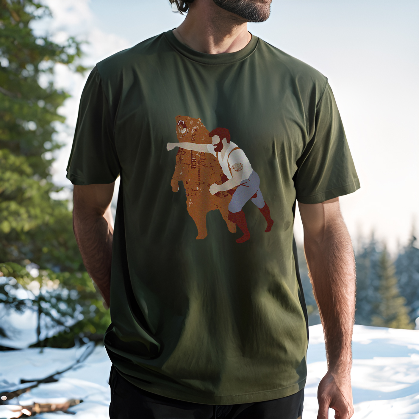 Black Bear Punch Graphic Printed Men's T-shirt