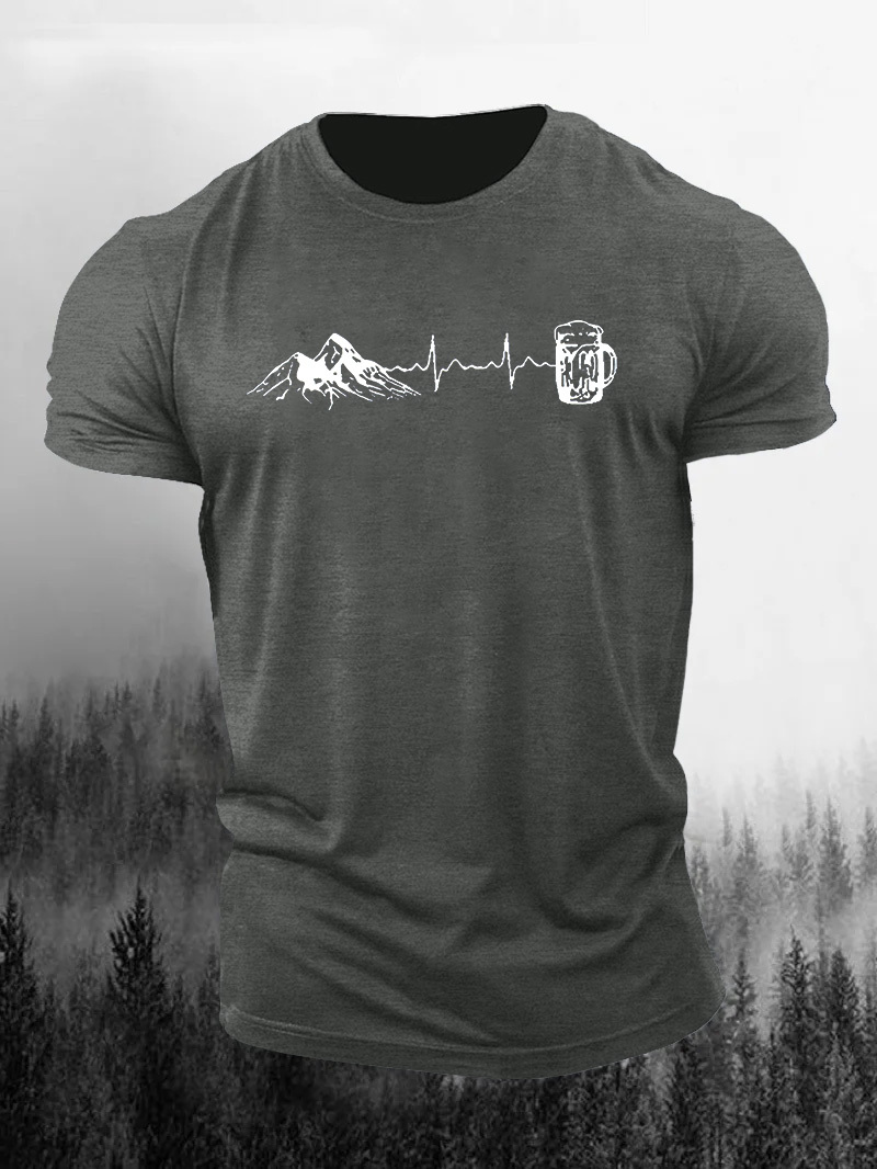Simple Cheers To The Mountain Printed Men's T-shirt
