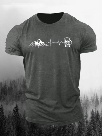 Simple Cheers To The Mountain Printed Men's T-shirt