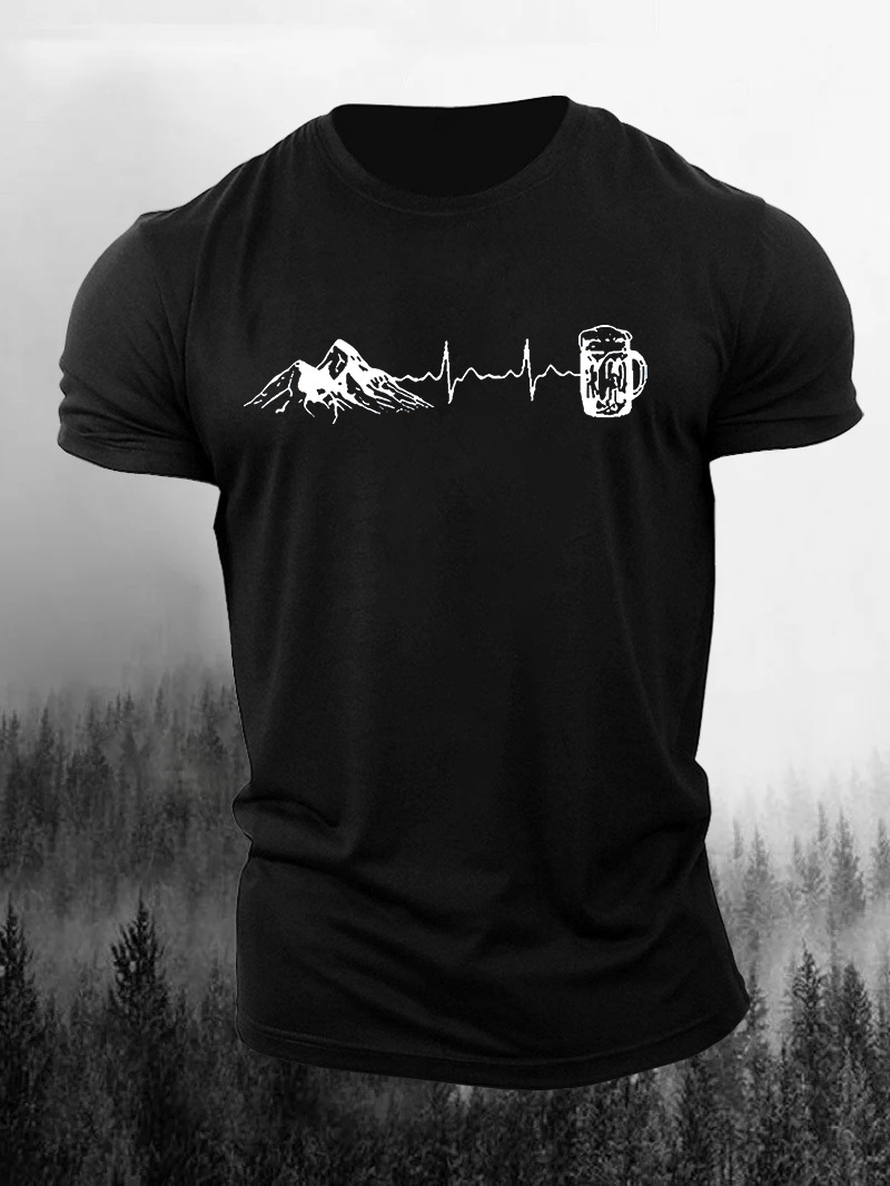 Simple Cheers To The Mountain Printed Men's T-shirt