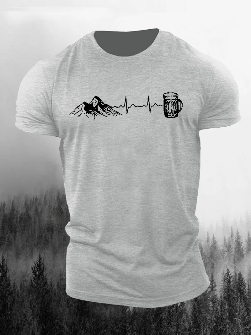 Simple Cheers To The Mountain Printed Men's T-shirt