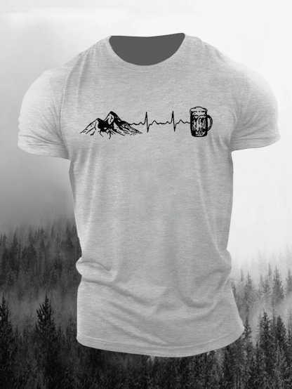 Simple Cheers To The Mountain Printed Men's T-shirt