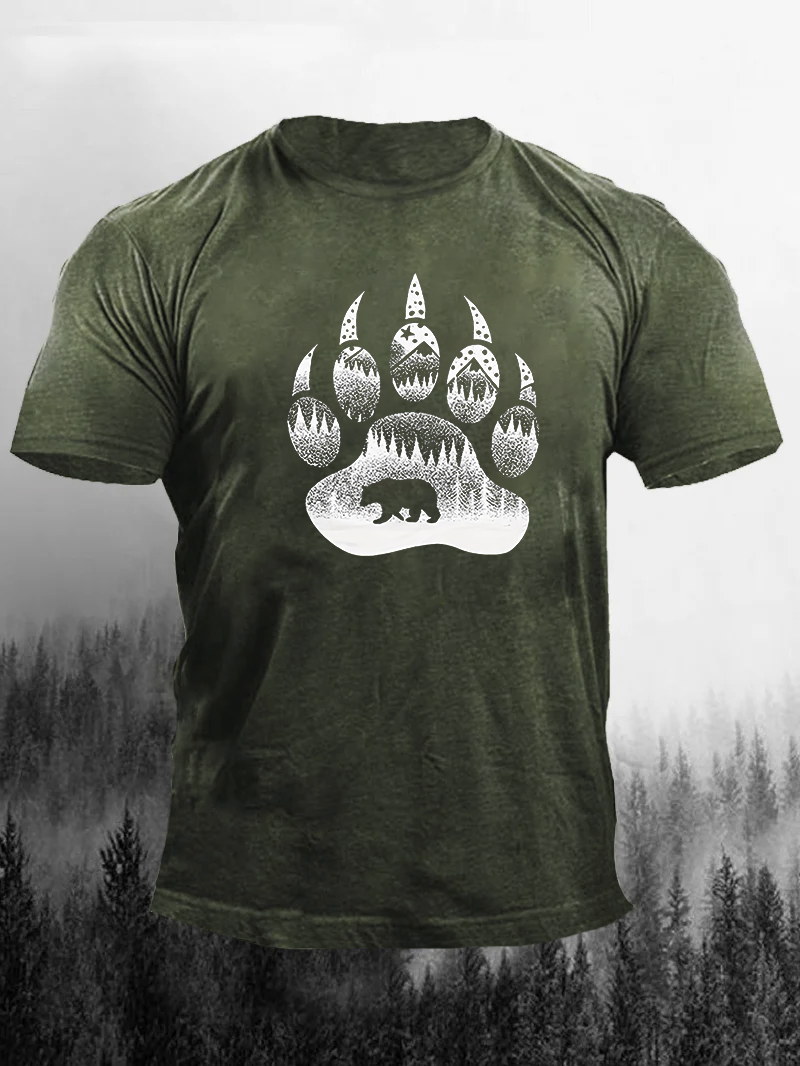 Forest Bear Paw Printed Men's T-shirt