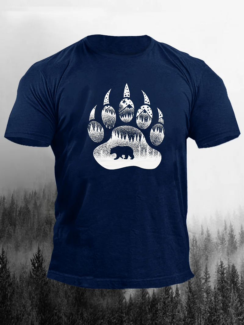 Forest Bear Paw Printed Men's T-shirt