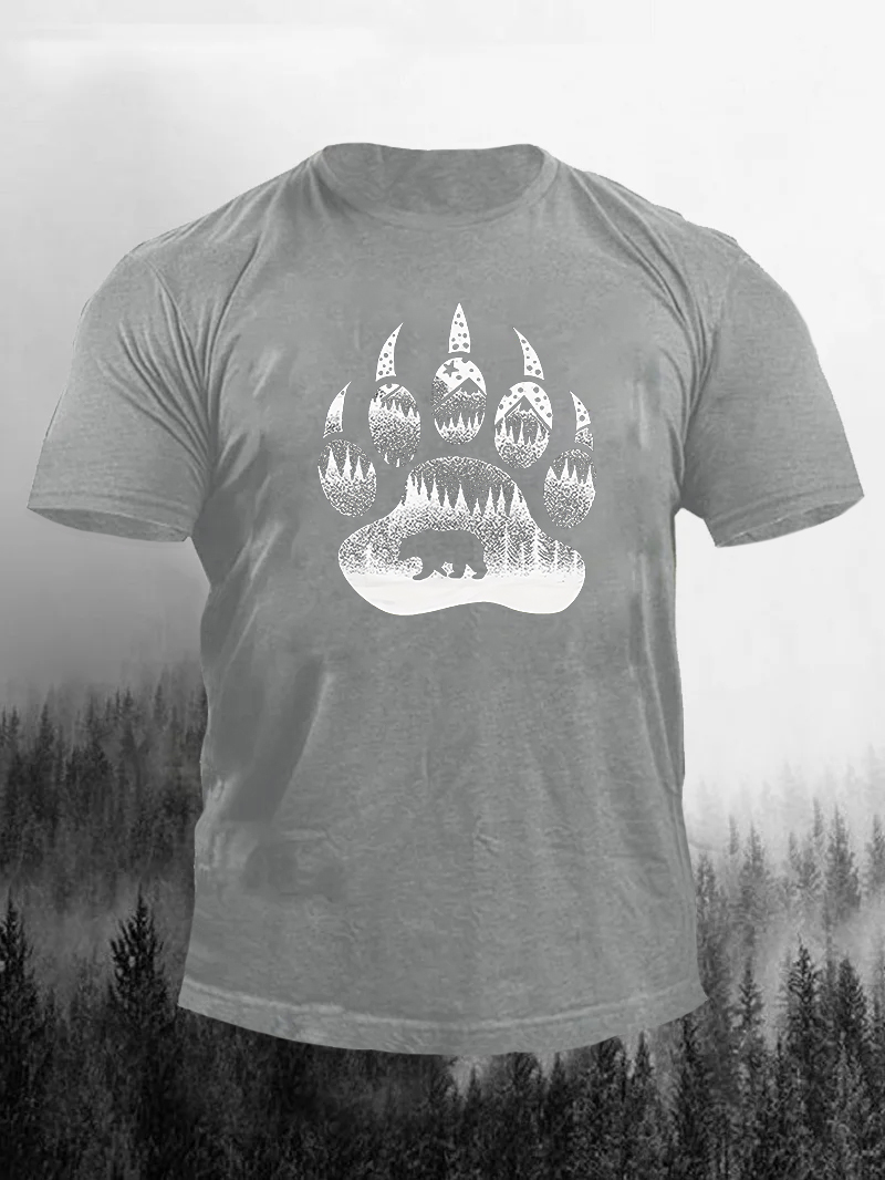 Forest Bear Paw Printed Men's T-shirt