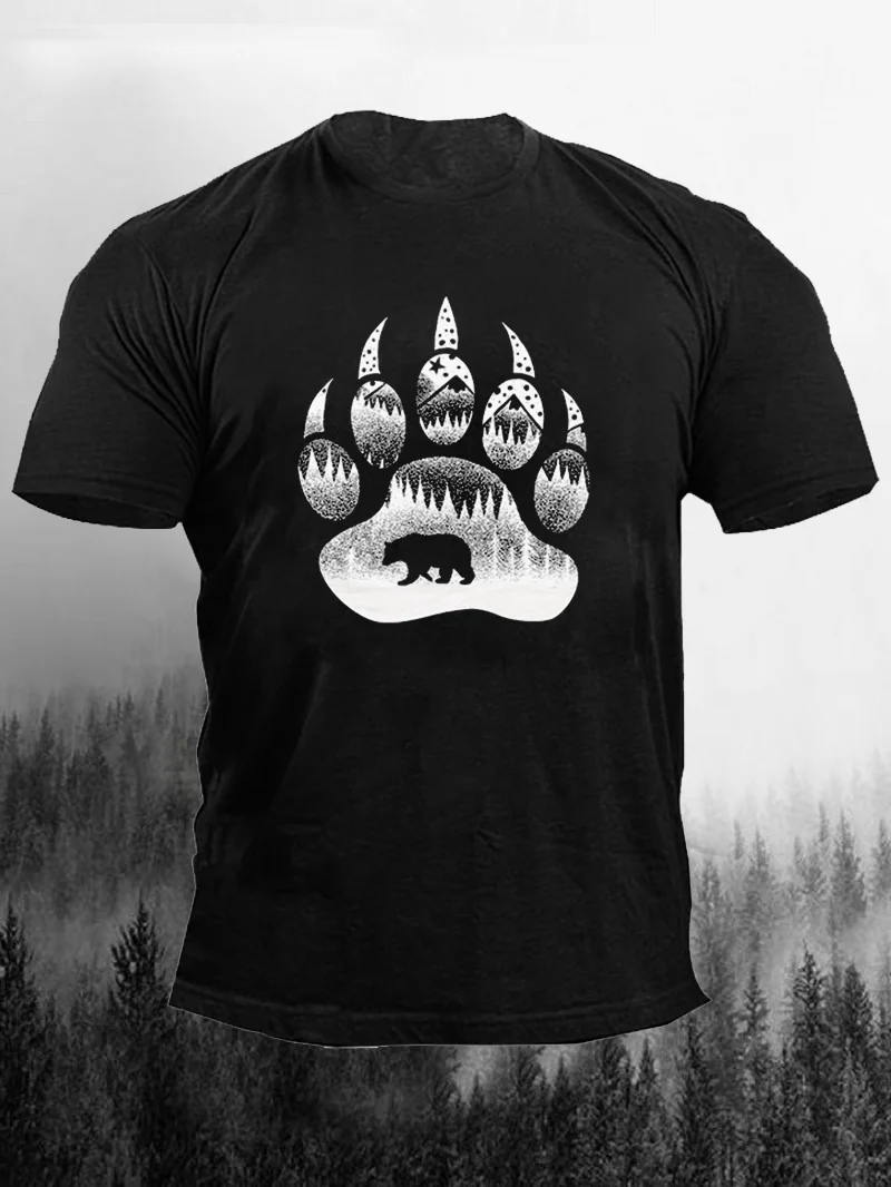 Forest Bear Paw Printed Men's T-shirt