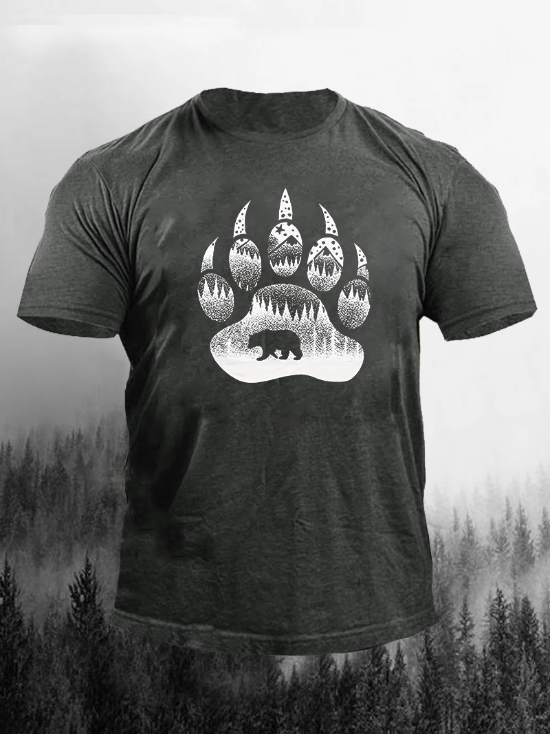 Forest Bear Paw Printed Men's T-shirt