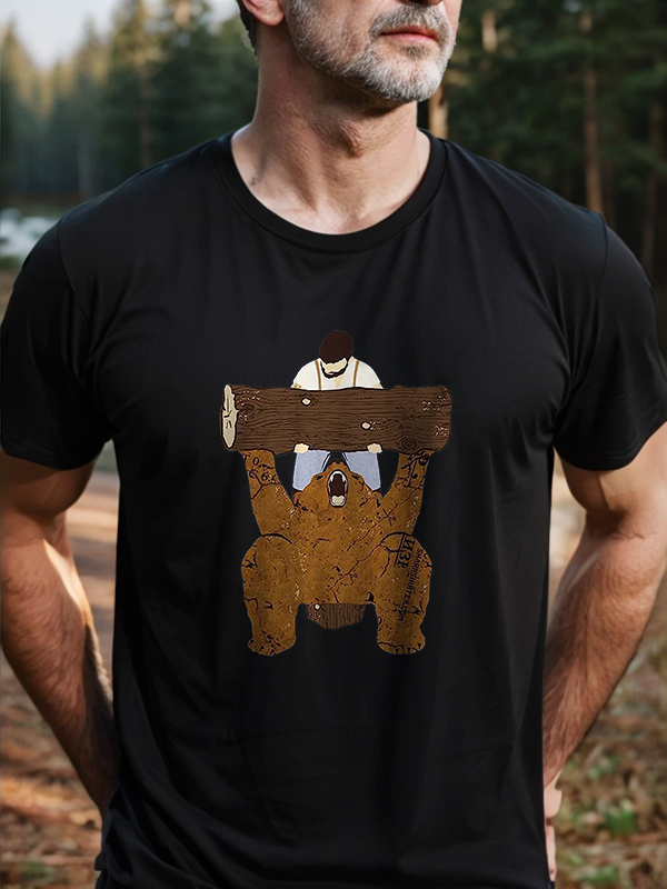 Funny Bear Printed Men's T-shirt