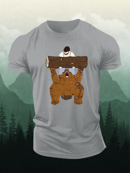 Funny Bear Printed Men's T-shirt