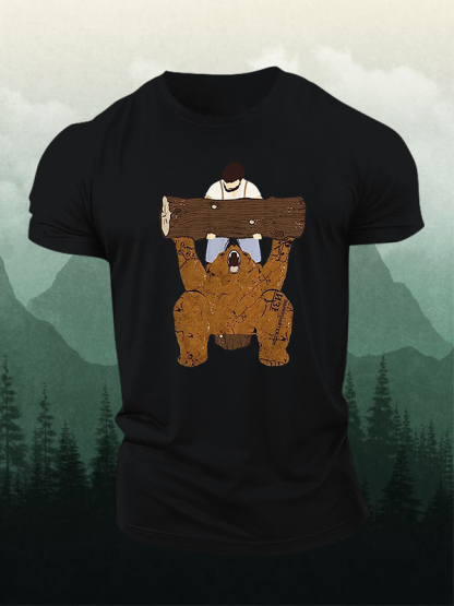 Funny Bear Printed Men's T-shirt