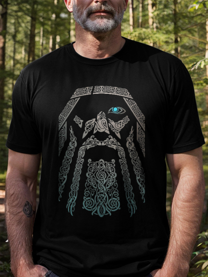 Viking Odin Rune Graphic Printed Men's T-shirt