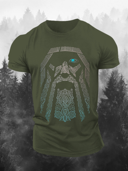 Viking Odin Rune Graphic Printed Men's T-shirt