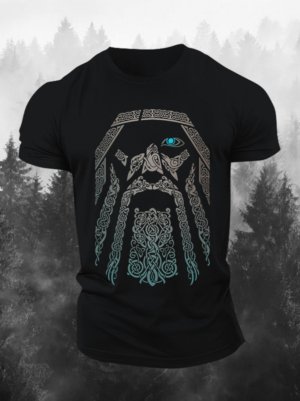 Viking Odin Rune Graphic Printed Men's T-shirt