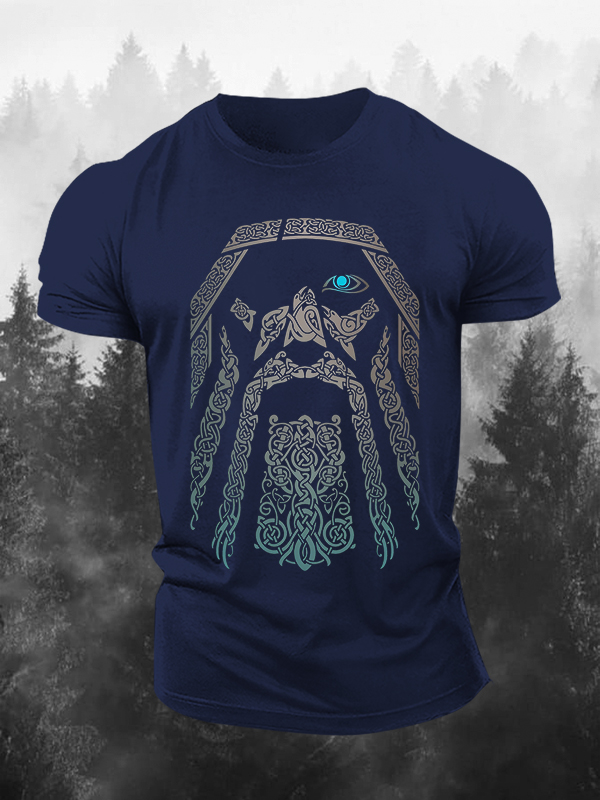 Viking Odin Rune Graphic Printed Men's T-shirt