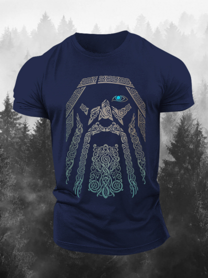 Viking Odin Rune Graphic Printed Men's T-shirt