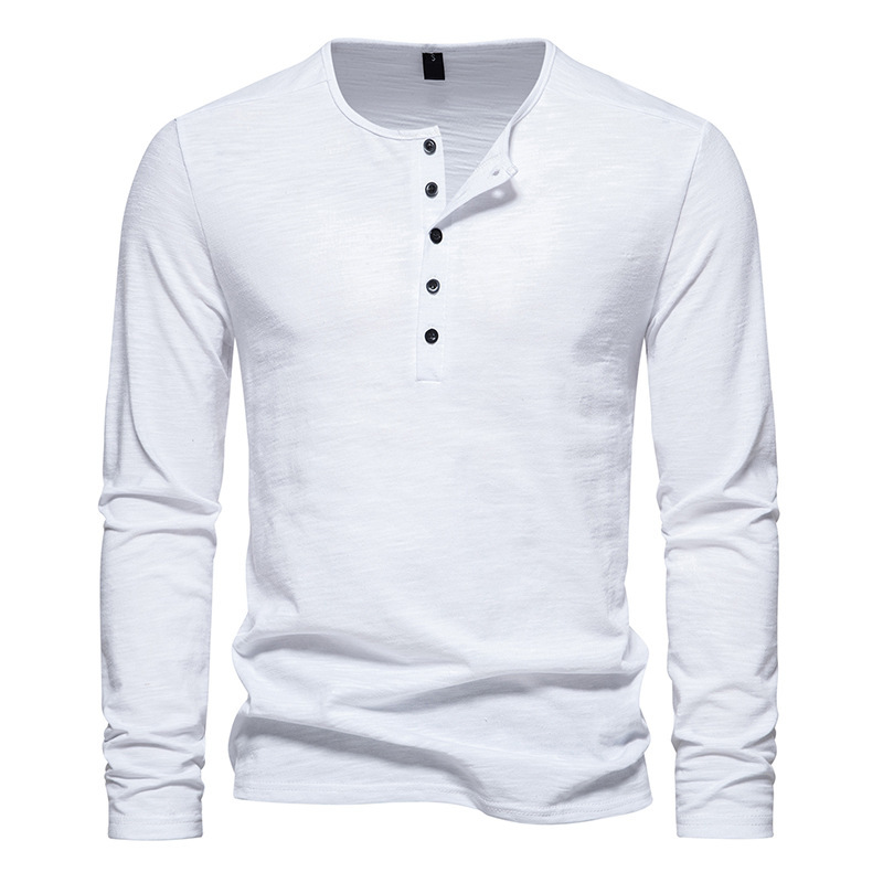 Men's Solid Color Long Sleeve T-shirt-Forestso