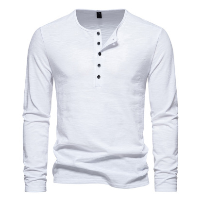 Men's Solid Color Long Sleeve T-shirt-Forestso