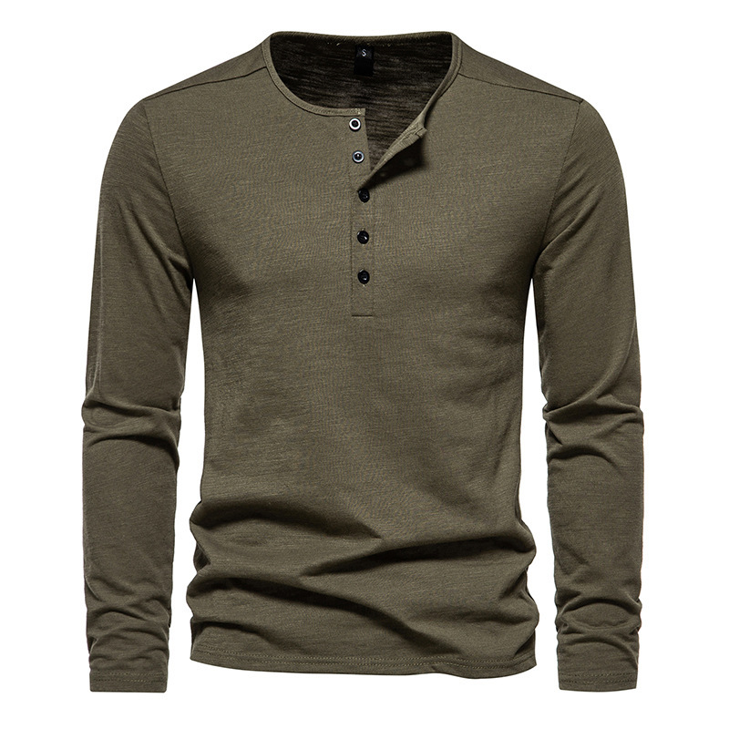 Men's Solid Color Long Sleeve T-shirt-Forestso