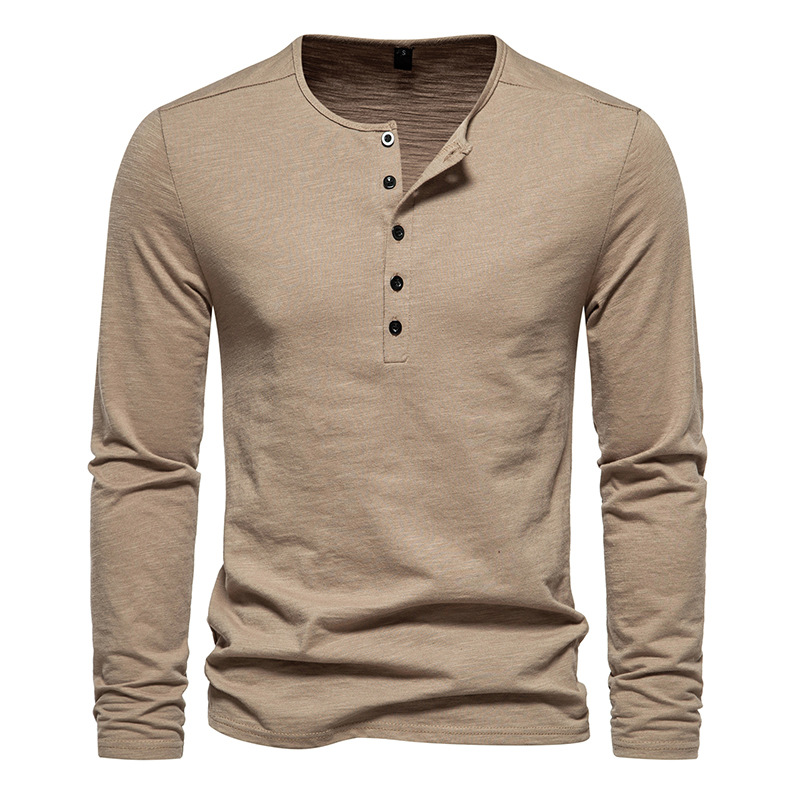 Men's Solid Color Long Sleeve T-shirt-Forestso