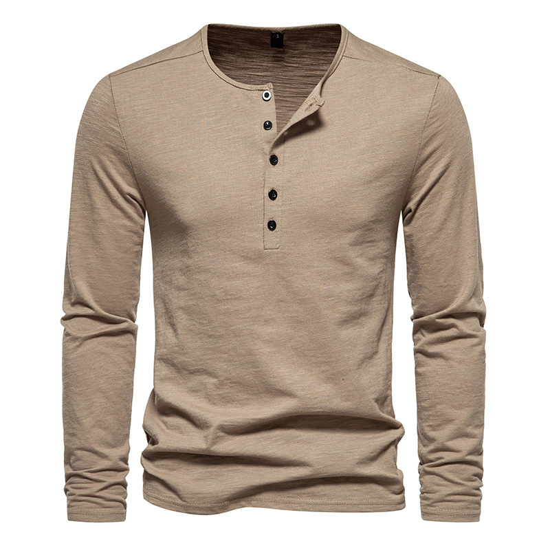 Men's Solid Color Long Sleeve T-shirt-Forestso
