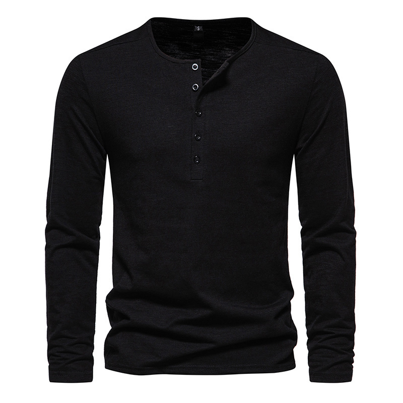 Men's Solid Color Long Sleeve T-shirt-Forestso
