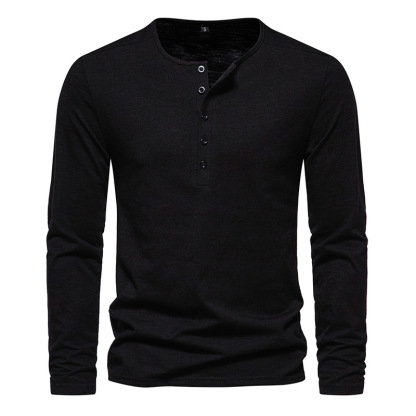 Men's Solid Color Long Sleeve T-shirt-Forestso