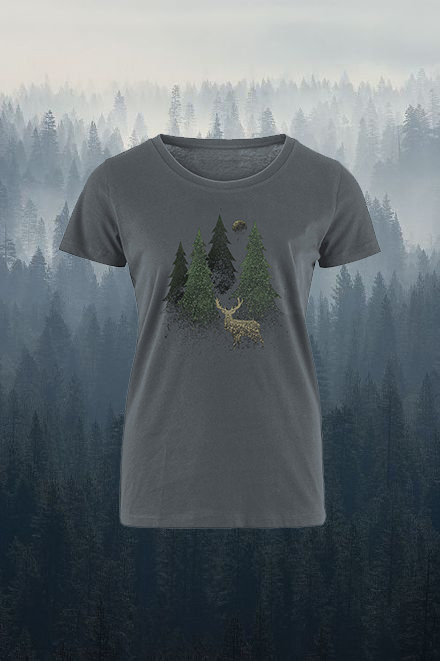 Forest Reindeer Printed Women's T-shirt-Forestso