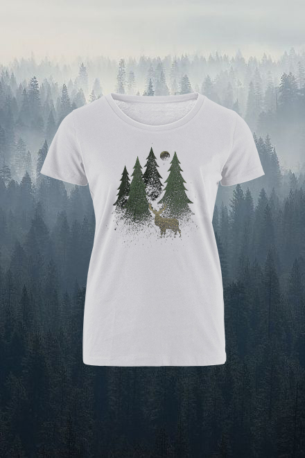 Forest Reindeer Printed Women's T-shirt-Forestso