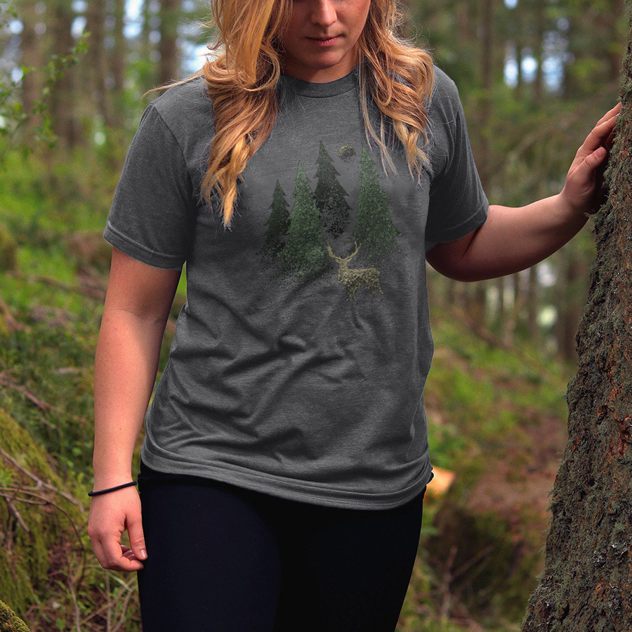 Forest Reindeer Printed Women's T-shirt-Forestso