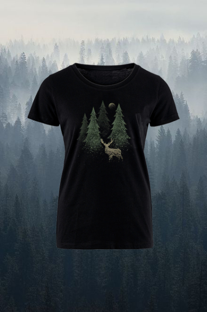 Forest Reindeer Printed Women's T-shirt-Forestso