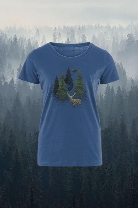 Forest Reindeer Printed Women's T-shirt-Forestso