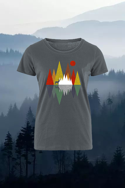 Geometric Reindeer Printed Women's T-shirt-Forestso