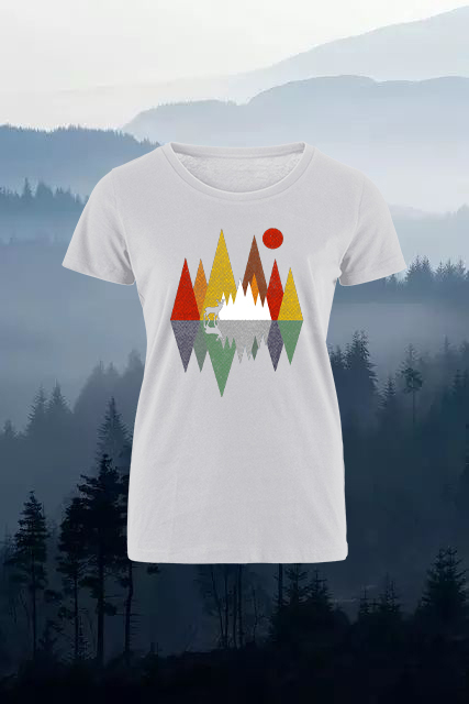 Geometric Reindeer Printed Women's T-shirt-Forestso