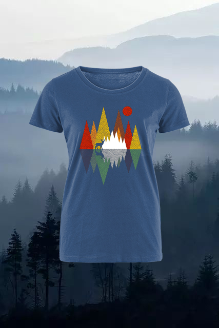 Geometric Reindeer Printed Women's T-shirt-Forestso