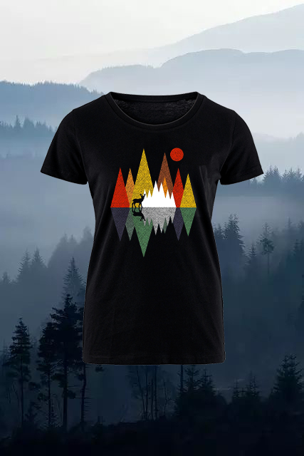 Geometric Reindeer Printed Women's T-shirt-Forestso