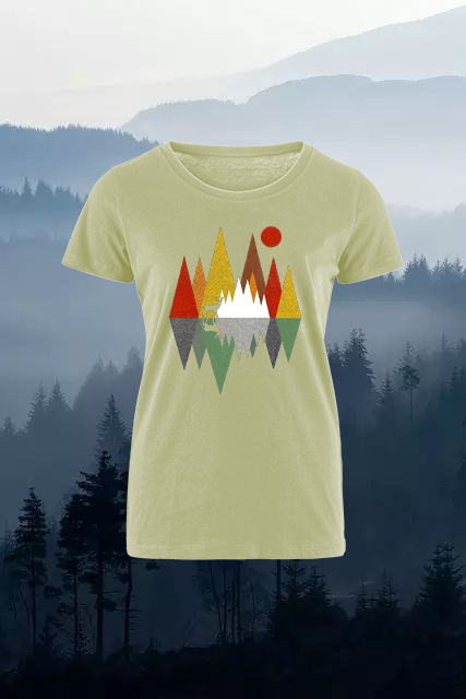 Geometric Reindeer Printed Women's T-shirt-Forestso