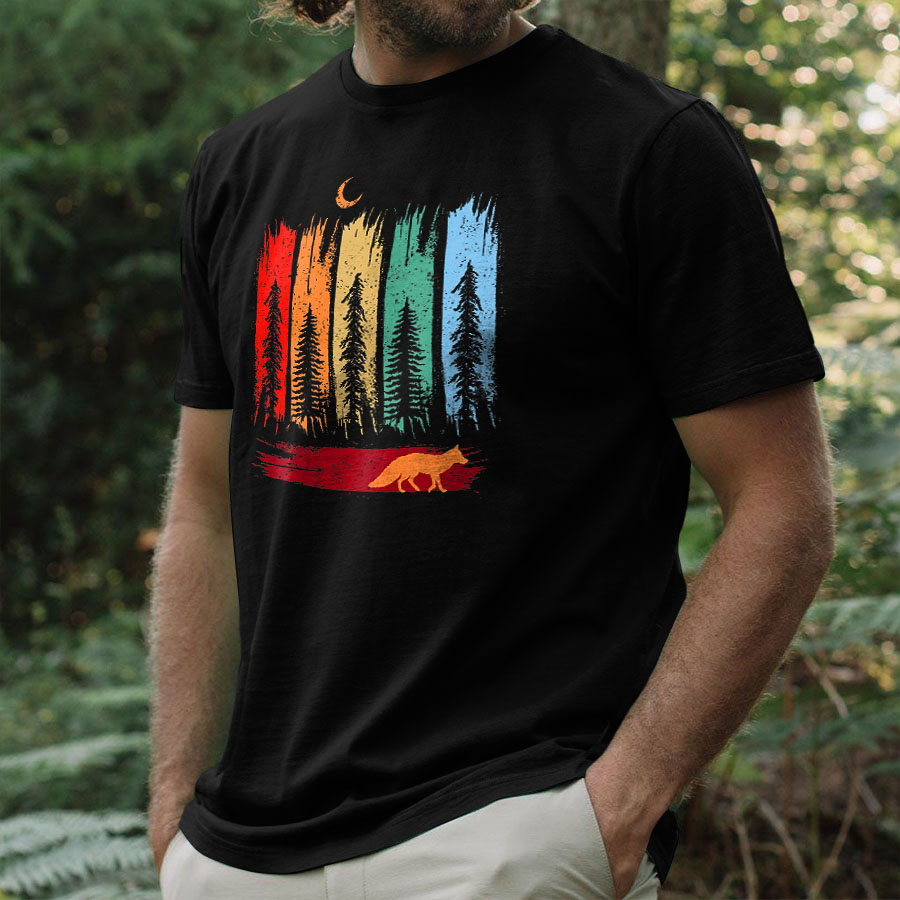 Nature Forest Fox Printed Men's T-shirt
