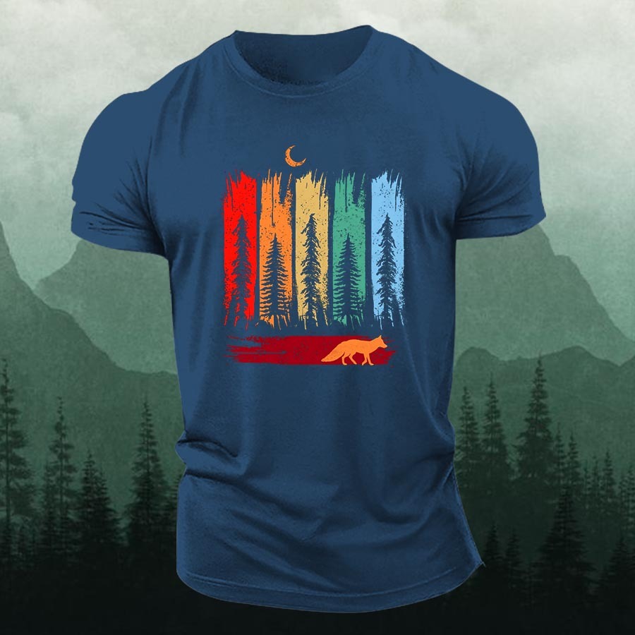 Nature Forest Fox Printed Men's T-shirt
